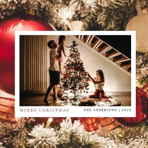 Elegant Minimal Christmas Modern Family Portrait Holiday Card