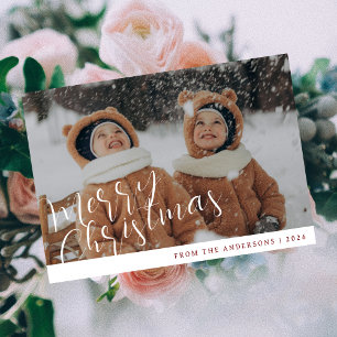 Elegant Minimal Christmas Modern Family Portrait Holiday Card