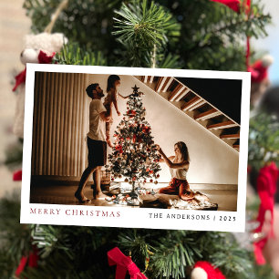 Elegant Minimal Christmas Modern Family Portrait Holiday Card