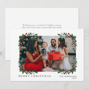 Elegant Minimal Christmas Modern Family Portrait Holiday Card