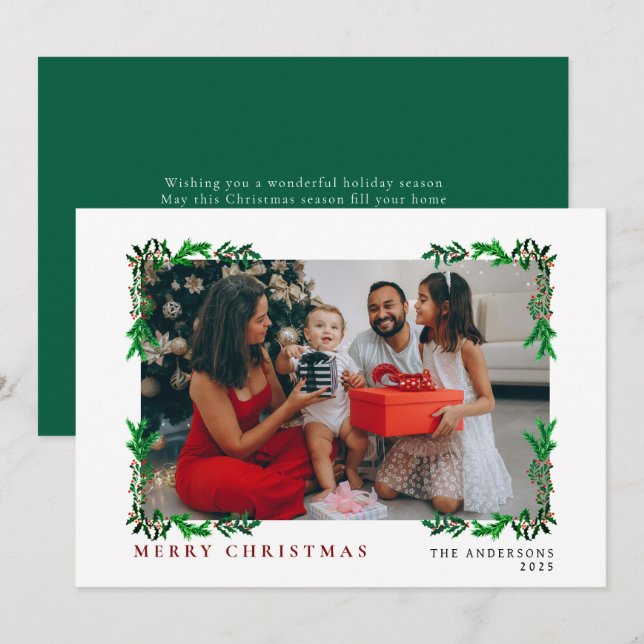 Elegant Minimal Christmas | Modern Family Portrait Holiday Card (Front/Back)