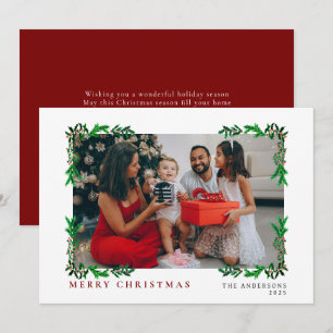 Elegant Minimal Christmas Modern Family Portrait Holiday Card