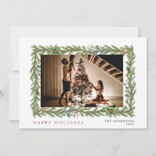 Elegant Minimal Christmas Modern Family Portrait Holiday Card