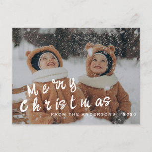 Elegant Minimal Christmas Modern Family Portrait Holiday Postcard