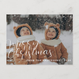 Elegant Minimal Christmas Modern Family Portrait Holiday Postcard