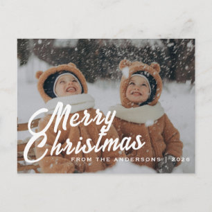 Elegant Minimal Christmas Modern Family Portrait Holiday Postcard