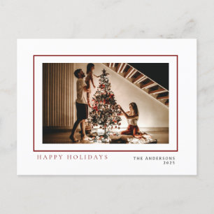 Elegant Minimal Christmas Modern Family Portrait Holiday Postcard