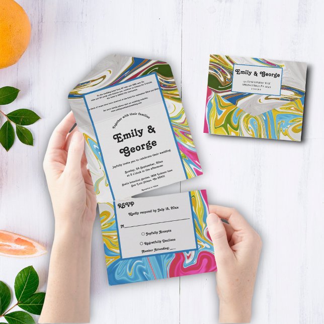 Elegant Minimal Colourful Painting Abstract Weddin All In One Invitation (Creator Uploaded)