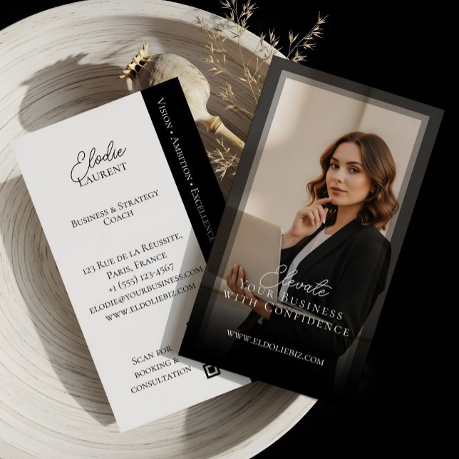 Elegant Minimal Consulting Coach Photo QR Code Business Card (Elegant Minimal Consulting Coach Photo QR Code Business Card)