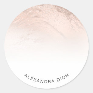 Elegant minimal copper rose gold glitter marble classic round sticker