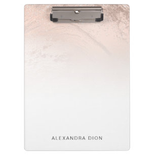 Elegant minimal copper rose gold glitter marble clipboard