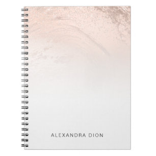 Elegant minimal copper rose gold glitter marble notebook