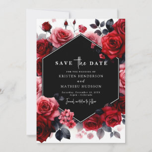 Elegant Minimal Crimson Red Wedding Save The Date