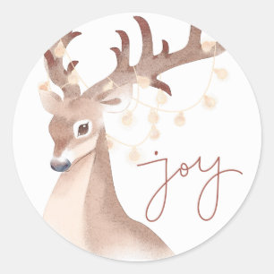 Elegant Minimal Cute Merry Christmas Deer Classic Round Sticker