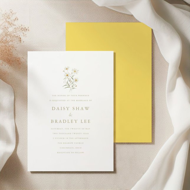 Elegant Minimal Daisy Floral Wedding Invitation (Creator Uploaded)