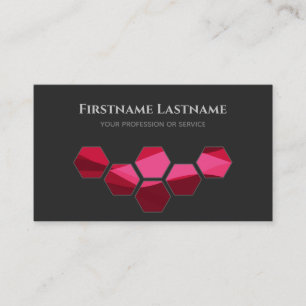 Elegant minimal dark grey berry hexagon shapes business card