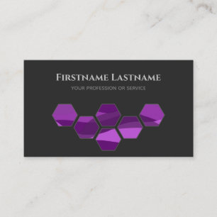 Elegant minimal dark grey violet waves hexagon business card