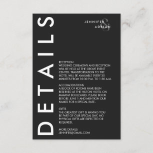 Elegant Minimal Eerie Black Modern Wedding Enclosu Enclosure Card