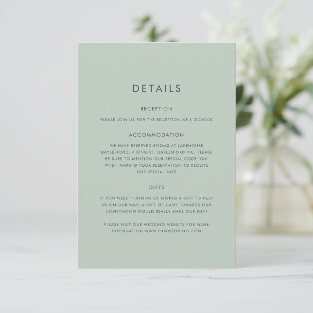 Elegant Minimal Eucalyptus Greenery Wedding Enclosure Card (Standing Front)