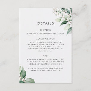 Elegant Minimal Eucalyptus Greenery Wedding Enclosure Card