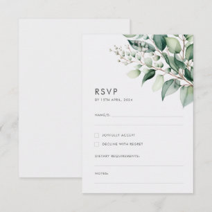 Elegant Minimal Eucalyptus Greenery Wedding RSVP Card