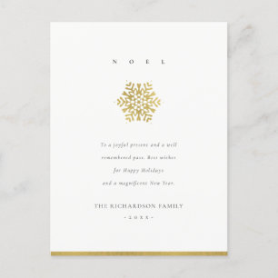 Elegant Minimal Faux Gold Snowflake Hope Christmas Holiday Postcard