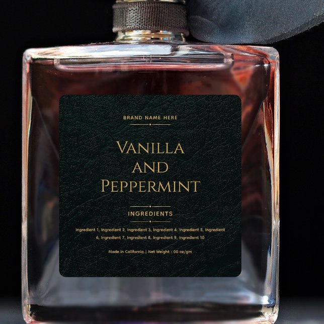 Elegant Minimal Faux Leather & Gold Product Label (Creator Uploaded)