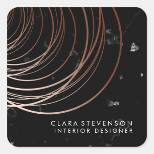 Elegant minimal faux rose gold geometric marble square sticker