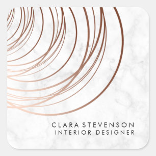 Elegant minimal faux rose gold geometric marble square sticker