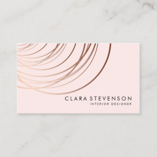 Elegant minimal faux rose gold geometric pink business card