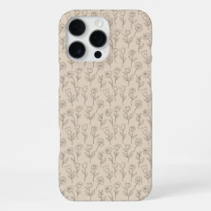 Elegant Minimal Floral Line Pattern iPhone 16 Pro Max Case