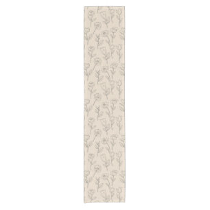 Elegant Minimal Floral Line Pattern Short Table Runner