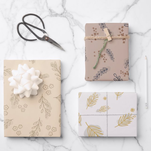 Elegant Minimal Floral Wrapping Paper (Front)