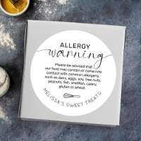 Elegant Minimal Food Safety Allergy Warning Bakery