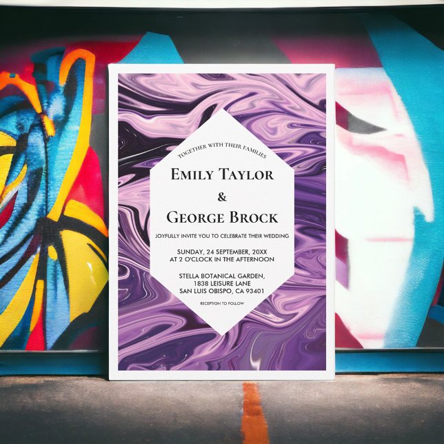 Elegant Minimal Geometric Galaxy Art Chic Wedding Invitation (Creator Uploaded)