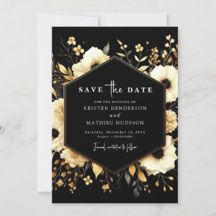 Elegant Minimal Gold and Black Wedding Save The Date