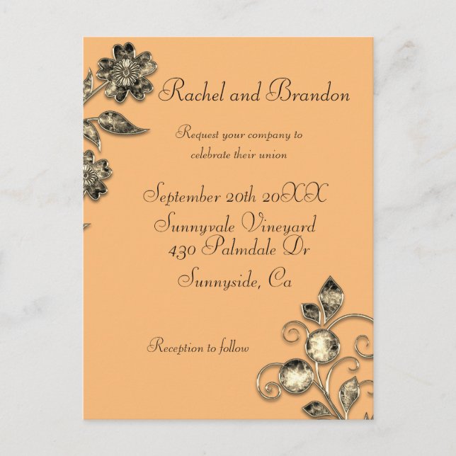 Elegant Minimal Gold Floral Postcard (Front)