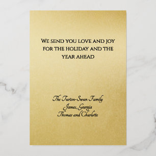 Elegant Minimal Gold Foil Black JOY Christmas Foil Holiday Card