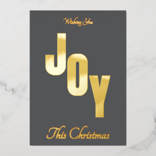 Elegant Minimal Gold Foil Dark Grey JOY Christmas Holiday Card