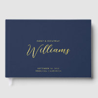 Elegant Minimal Gold Foil Navy Blue Wedding 