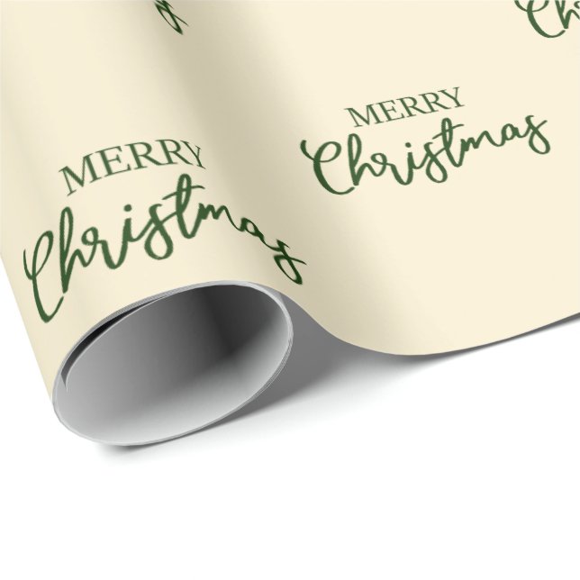 Elegant Minimal Gold Green Merry Christmas   Wrapping Paper (Roll Corner)