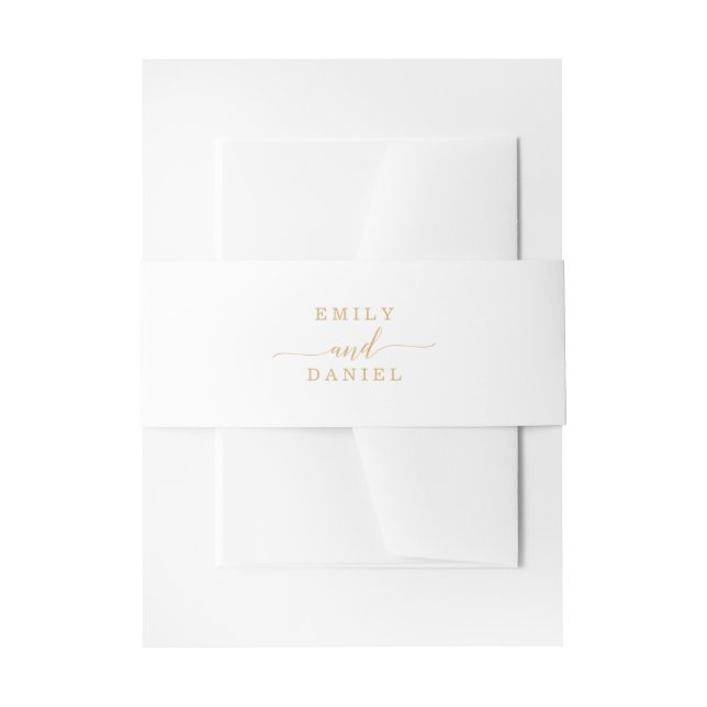 Elegant Minimal Gold Invitation Belly Band (Front Example)