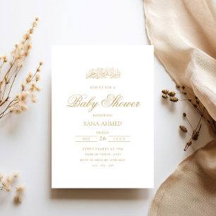 Elegant Minimal Gold Muslim Baby Shower Party Invitation