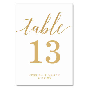 Elegant Minimal Gold Table Numbers