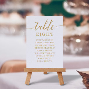 Elegant Minimal Gold Table Numbers Seating Chart