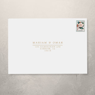 Elegant Minimal Gold Wedding RSVP Self-Addressed Envelope