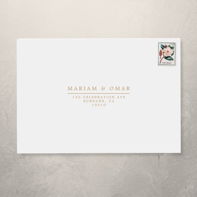 Elegant Minimal Gold Wedding RSVP Self-Addressed Envelope (Creator Uploaded)