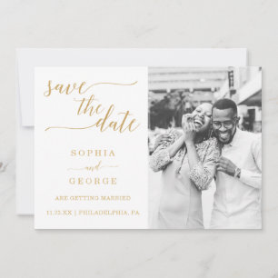 Elegant Minimal Gold Wedding Save The Date Invitation