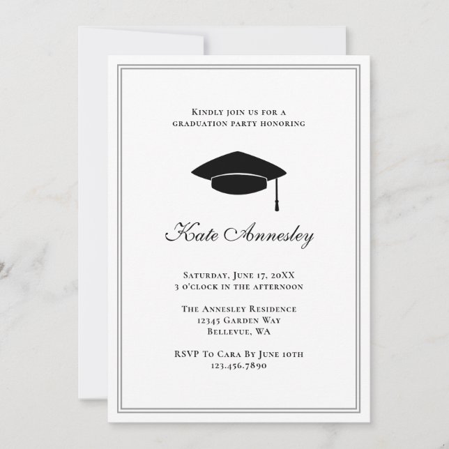 Elegant Minimal Graduation Party Invitation (Front)