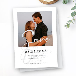 Elegant Minimal Gray Wedding Photo Save The Date